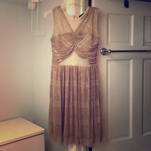 New Gold dress with sheer nude panels